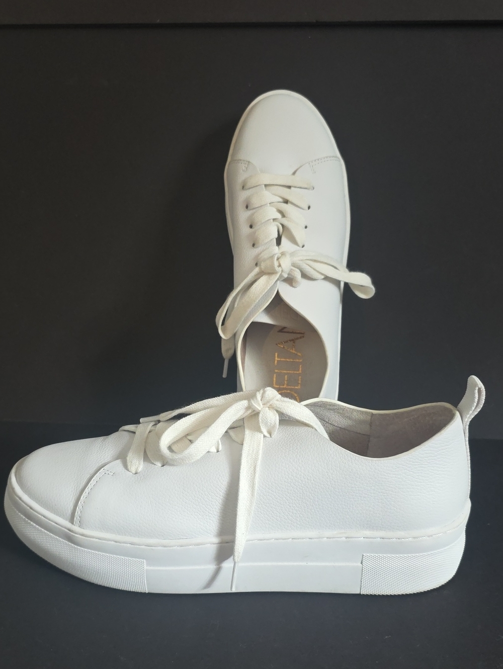 Deltan White Leather Sneakers 7.5